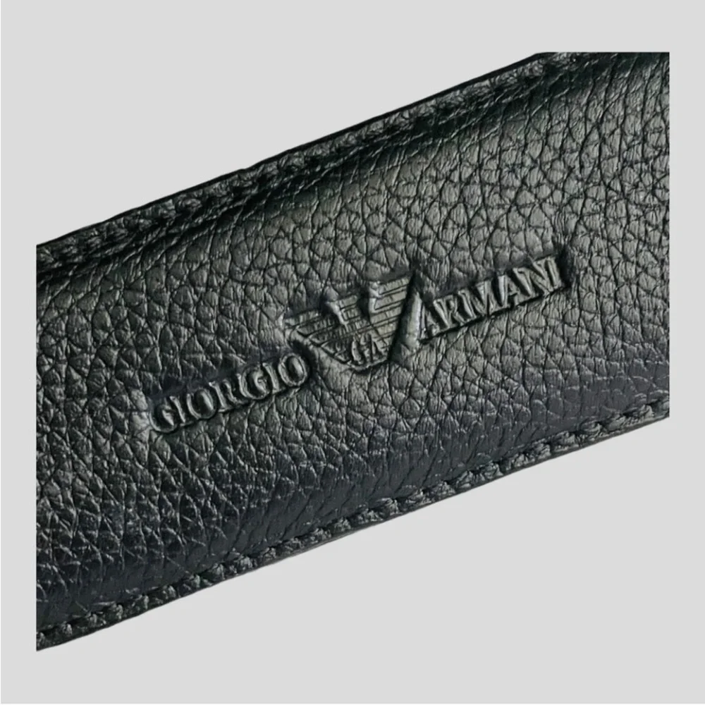 GIORGIO ARMANI BLACK Briefcase Computer Travel Fine Saffiano Leather Bag